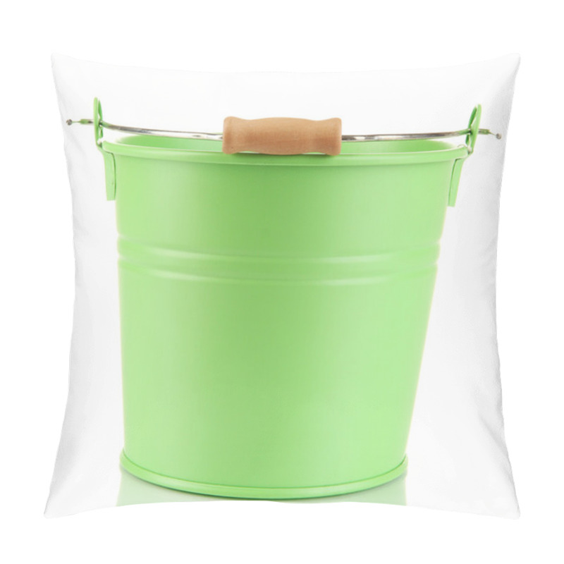 Personality  Empty Green Bucket Isolated On White Pillow Covers