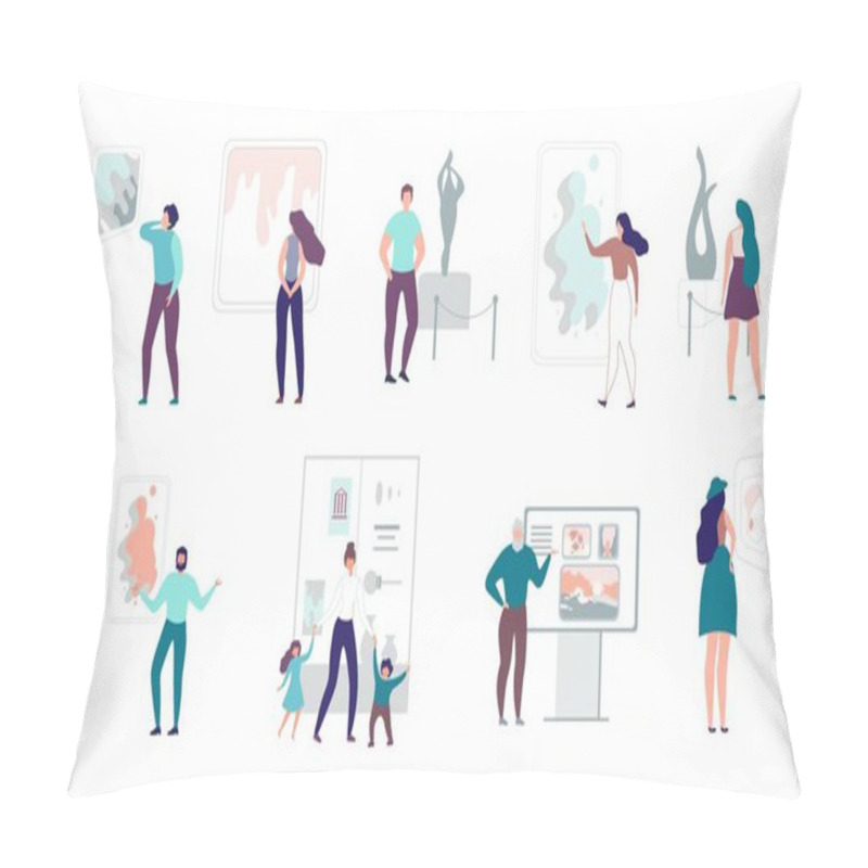 Personality  Set Illustrations Visitors Gallery Or Art Space Pillow Covers