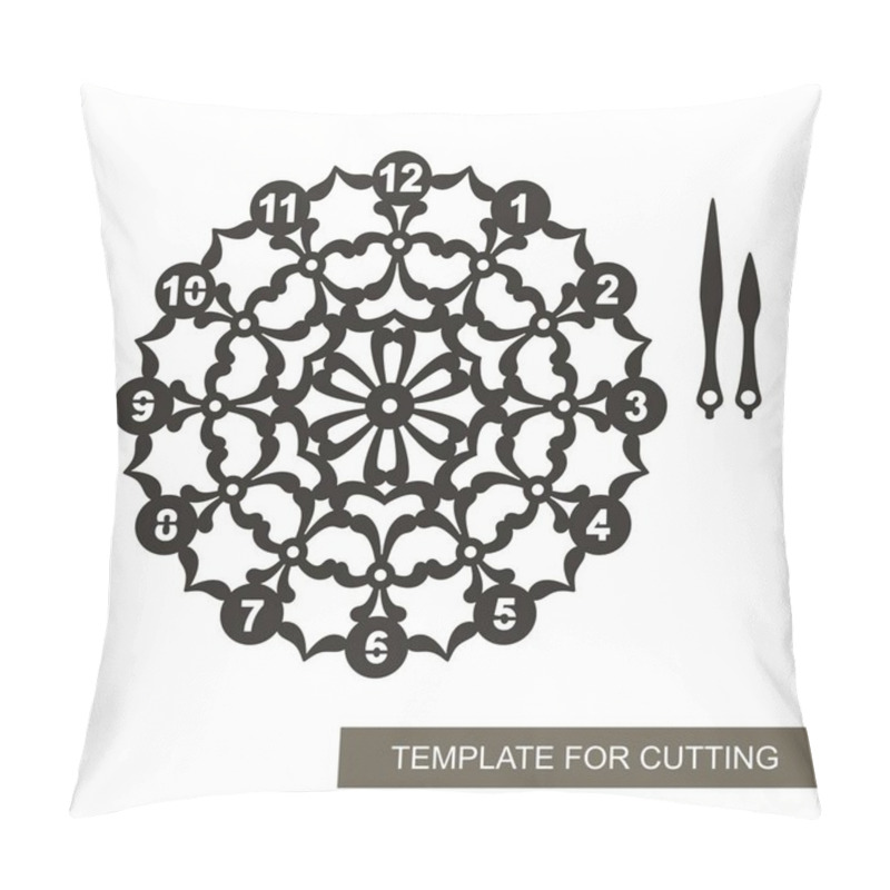 Personality  Openwork Dial With Arrows And Arabic Numerals. Silhouette Of Clock On White Background. Decor For Home. Template For Laser Cutting, Wood Carving, Paper Cut And Printing. Vector Illustration. Pillow Covers