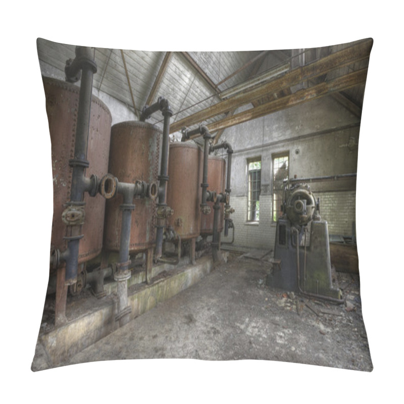 Personality  Interiors Of An Abandoned Factory Pillow Covers