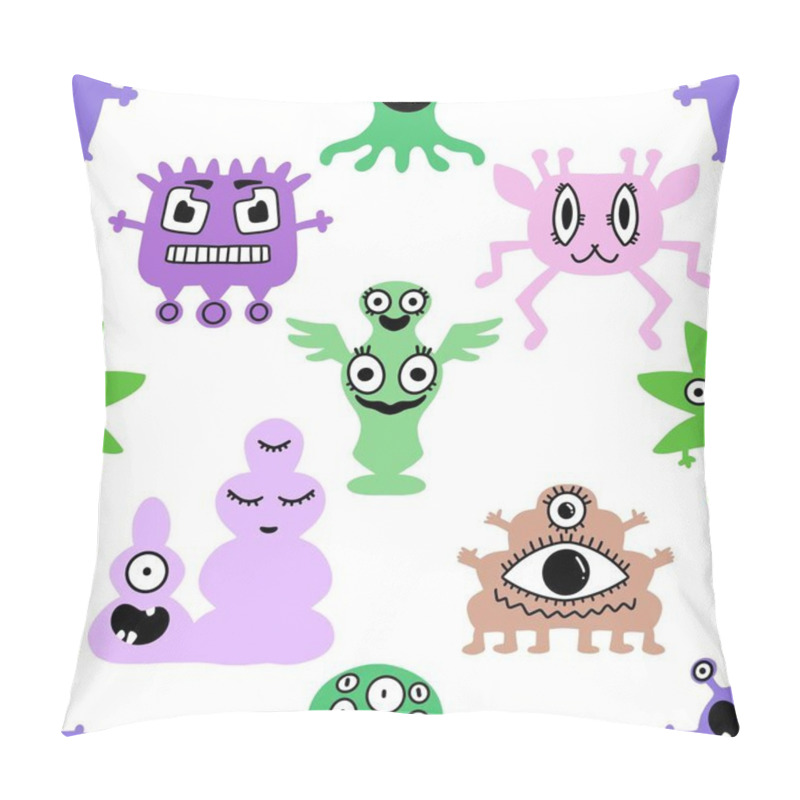 Personality  Cartoon Seamless Aliens And Monsters Pattern For Kids And Gifts And Cards And Linens And Wrapping Paper And Fabrics. High Quality Photo Pillow Covers