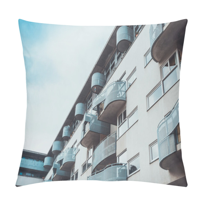 Personality  Modern Building With Rounded Balconies Pillow Covers