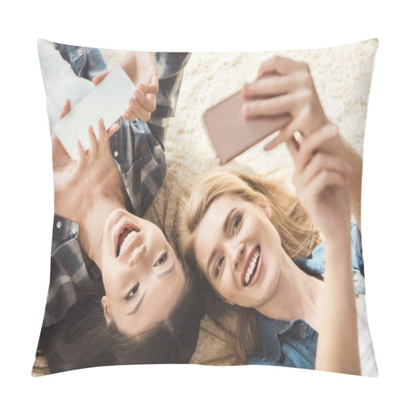 Personality  Two Women Taking Selfie Pillow Covers