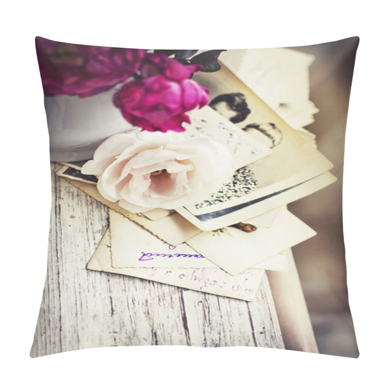 Personality  Roses With Old Letters And Postcards Pillow Covers