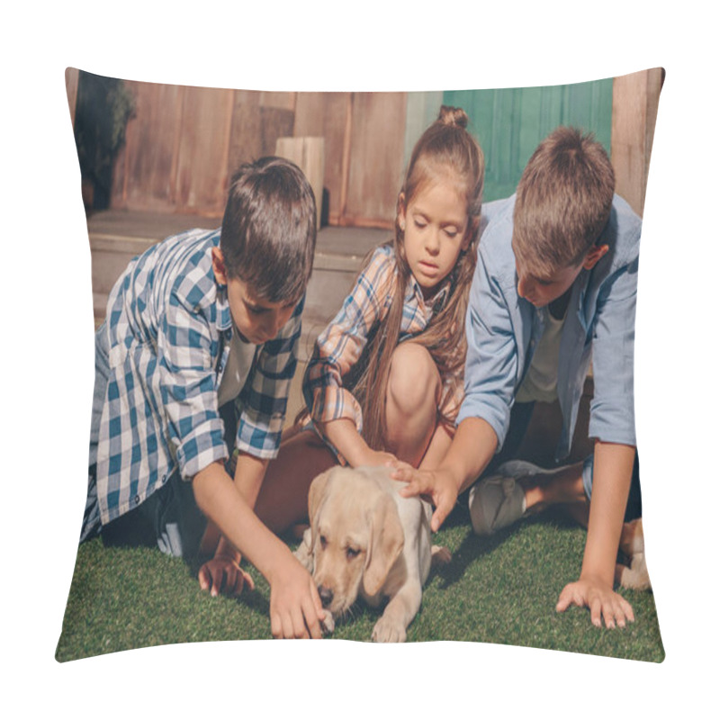 Personality  Kids With Cute Labrador Puppy Pillow Covers