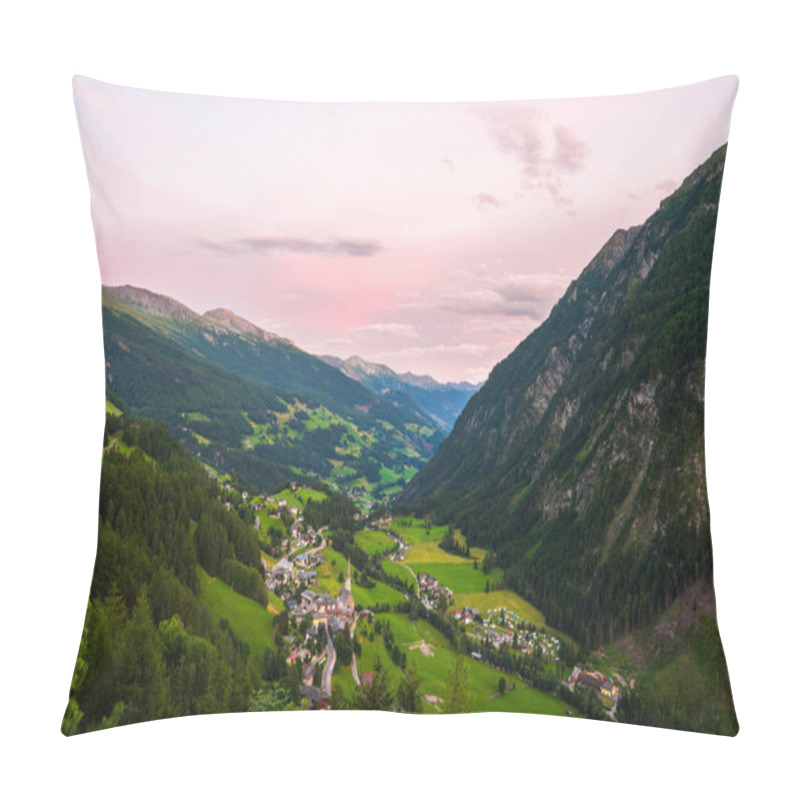 Personality  Stunning View Of Heiligenblut, Austrias Most Picturesque Village At Sunset. Warm Golden Light Bathes The Quaint Alpine Architecture, Rugged Mountain Peaks Pillow Covers