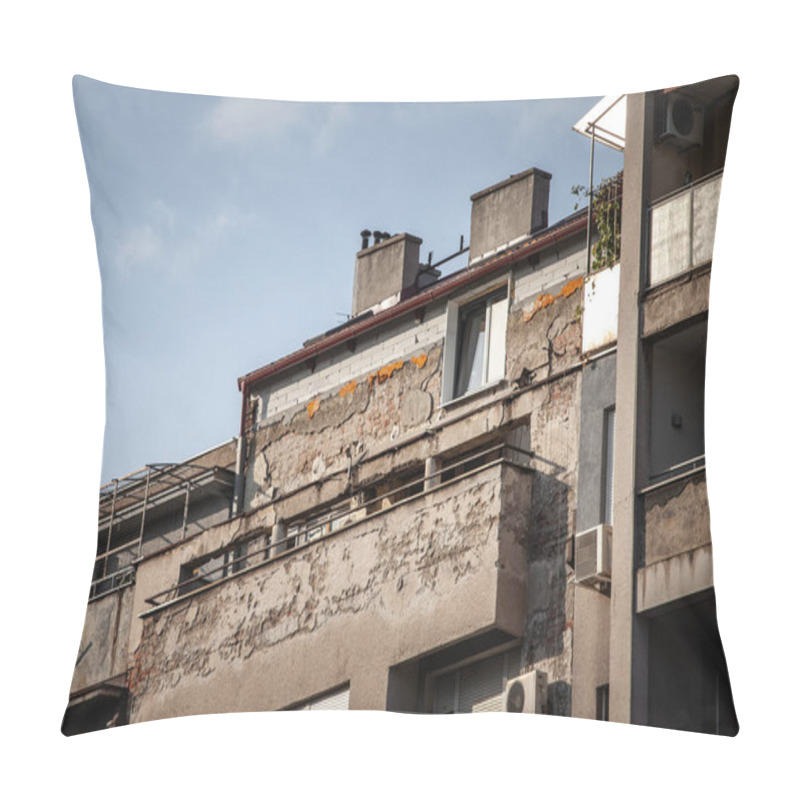 Personality  Selective Blur On A Building In Belgrade, With An Illegal Building Addition, With The Construction Of Several Additional Floors And Stories Above The Roof Made Without The Approval Of The Urbanism Law Pillow Covers