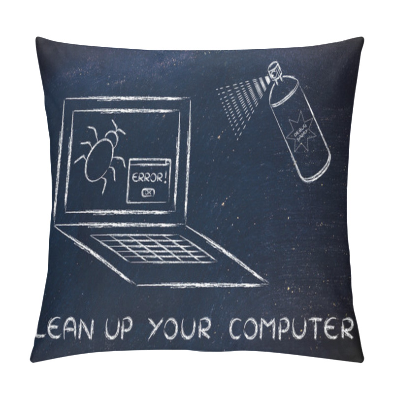 Personality  Funny Spray Cleaning Up Computer Bugs Pillow Covers