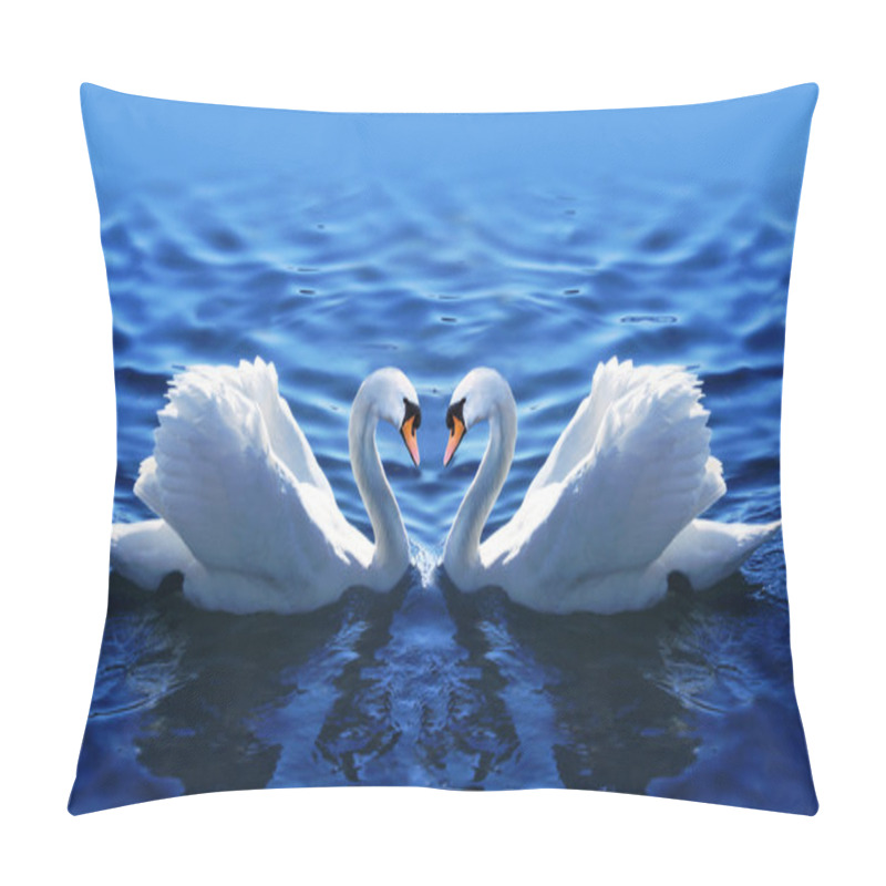 Personality  Two Swans In Love In The Lake. Pillow Covers