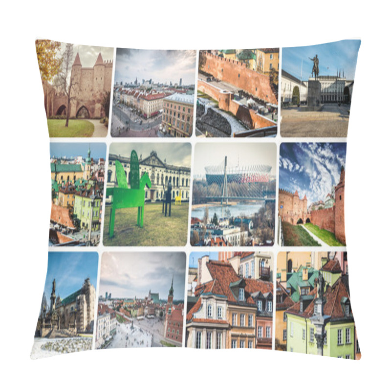 Personality  Collage Of Warsaw Sights And Monuments Pillow Covers