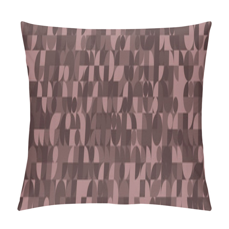 Personality  Stylish Geometric Background Featuring A Repeating Pattern Of Circles, Semicircles, And Squares In Muted Brown Tones. Pillow Covers