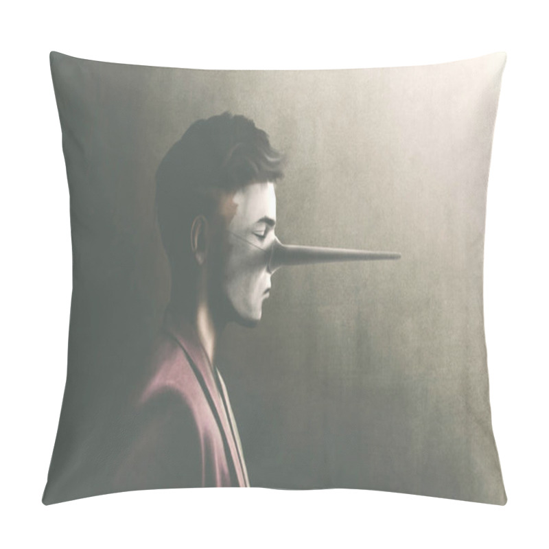 Personality  Portrait Of Fantasy Of Liar Man, Illustration, Digital Painting Pillow Covers