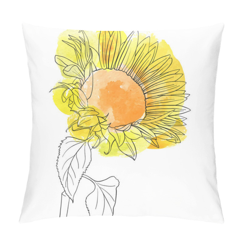 Personality  Vector Drawing Sunflower Pillow Covers