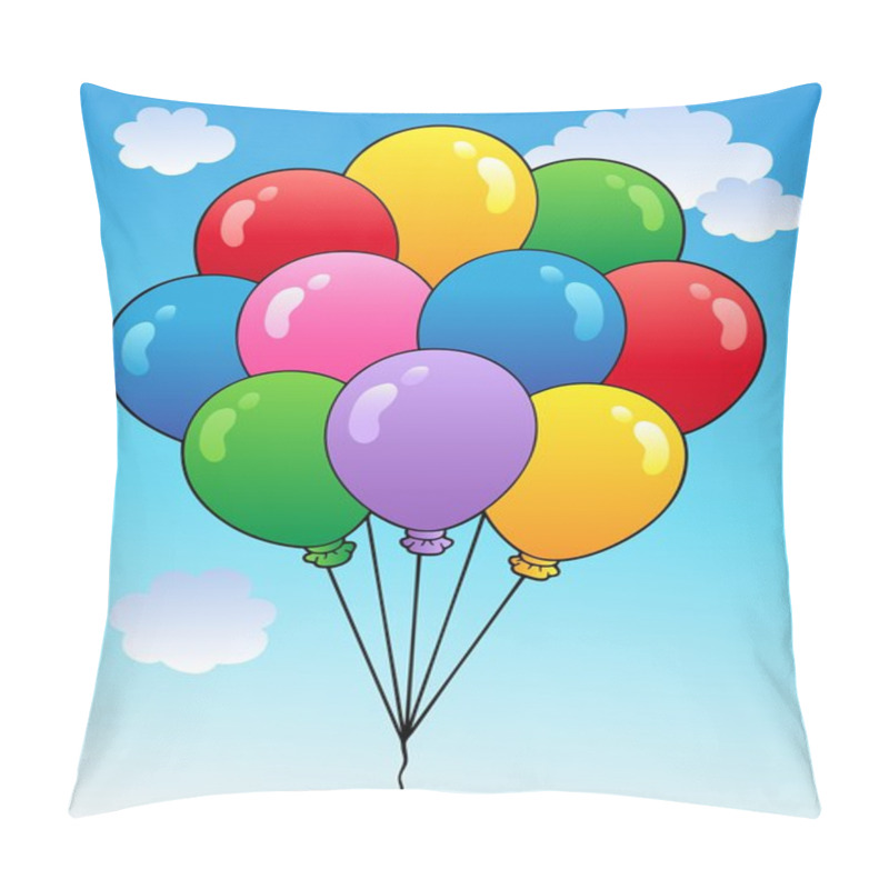 Personality  Blue Sky With Cartoon Balloons 1 Pillow Covers