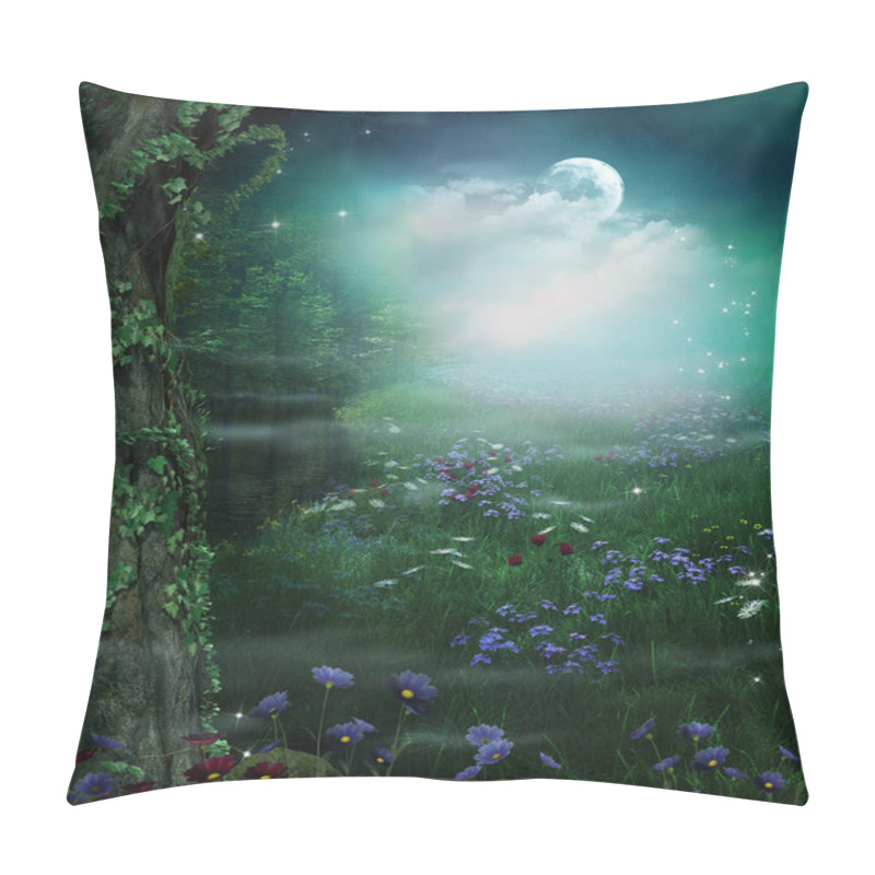 Personality  Enchanting Fairy Forest Opening At Night And Full Moon Pillow Covers