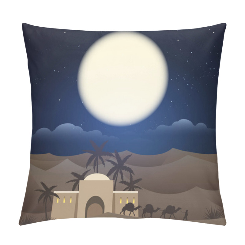 Personality  Caravan Of Camels In Sahara Pillow Covers