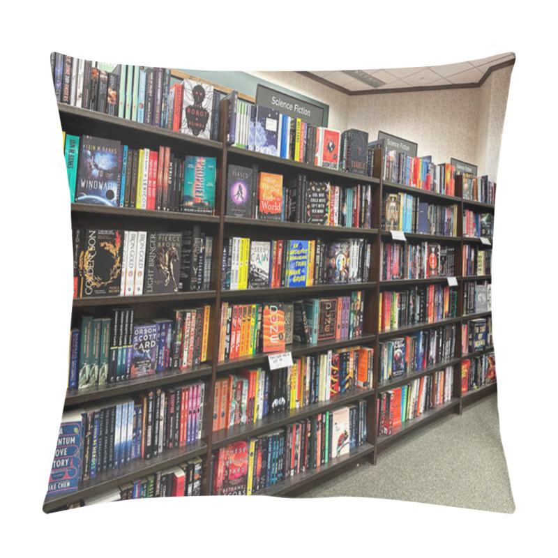 Personality  Troy, Michigan, USA - Sep 28, 2024 : Wide Selection Of Science Fiction Books On The Bookshelves At Barnes And Noble Booksellers Shop. Pillow Covers