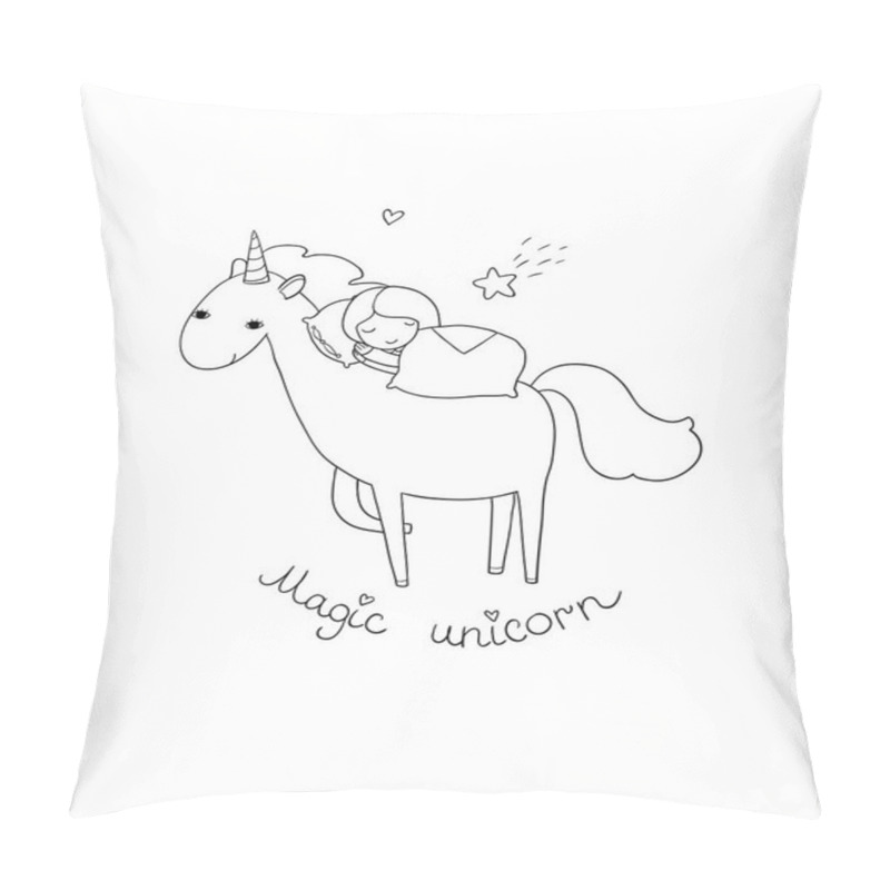 Personality  A Sleeping Girl And A Unicorn. Pillow Covers