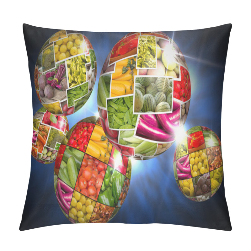 Personality  Fruits And Vegetables Collage Globe Pillow Covers