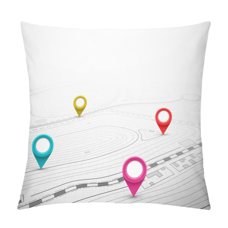 Personality  Topographic Map With Pin Pillow Covers