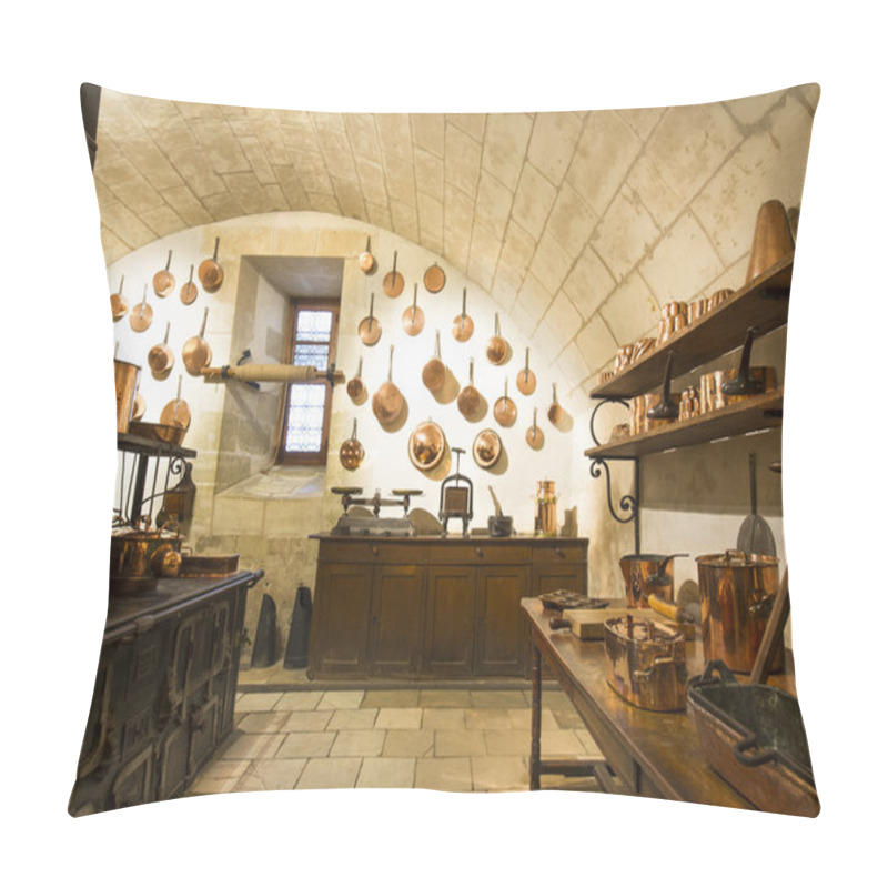 Personality  Chenonceaux Castle Interior, View Of Kitchen Pillow Covers