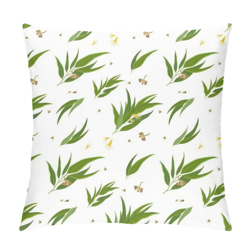 Personality  Seamless Pattern With Eucalyptus Leaves, Seeds And Flowers Pillow Covers