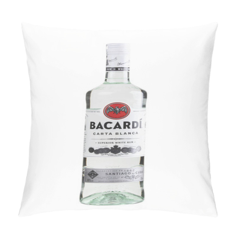 Personality  Guilin, China March 5, 2020 A Bottle Of Bacardi Superior White Rum.  Imported From Santiago, Cuba. Isolated On A White Background Pillow Covers