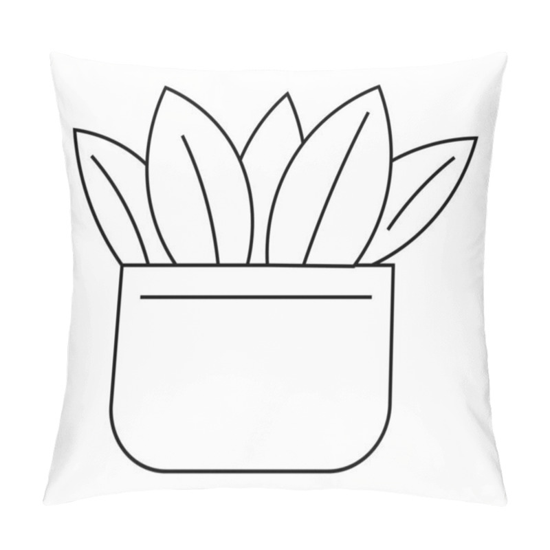 Personality  Line Drawing Of A Potted Plant With Large, Elongated Leaves. Ideal For Nature, Gardening, Home Decor, Minimalism, And Educational Materials. Clean Lines, Minimalist Style. Pillow Covers