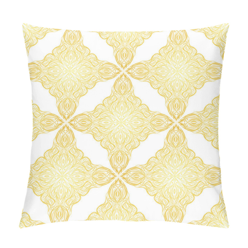 Personality  Gold Seamless Pattern In Oriental Style On A White Background. Vector Illustration Pillow Covers