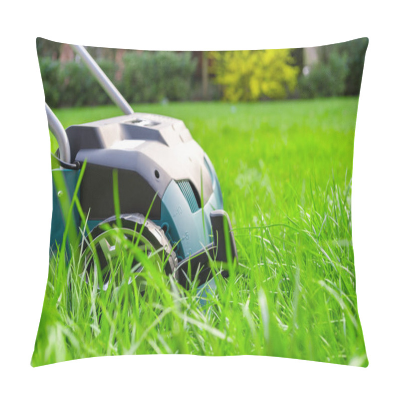 Personality  Scarifier On Green Grass. Work In The Garden. Pillow Covers