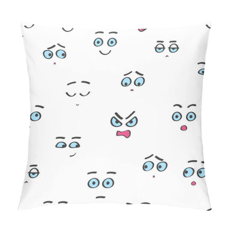 Personality  Vector Seamless Cartoon Smileys Faces Pattern. Funny Avatar Emotions Isolated. Pillow Covers