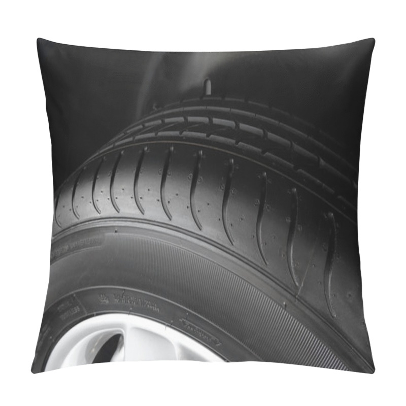 Personality  Car Parts Shop. Tread Blocks And Grooves On New Tire Detailed Pillow Covers