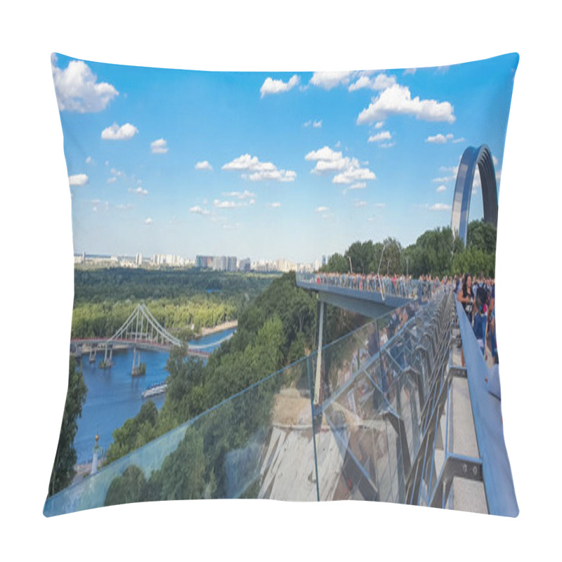 Personality  Kyiv, Ukraine - July 06, 2019: Panoramic View From New Pedestrian-Bicycle Bridge In Kyiv, Ukraine. New Klitschko Pedestrian-Bicycle Bridge One Of The Most Interesting Attractions Of Kiev Pillow Covers