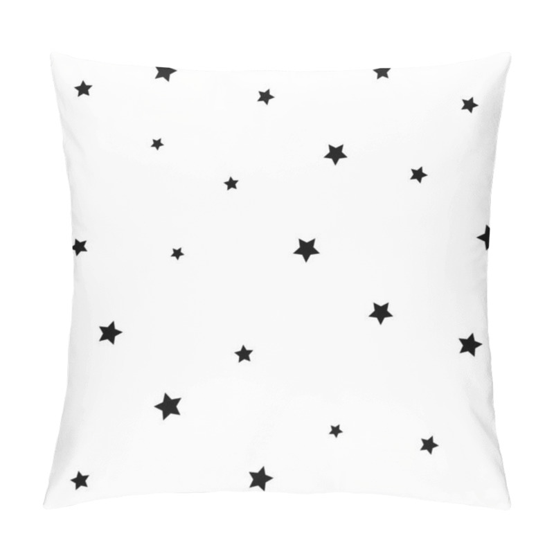 Personality  Seamless Abstract Pattern With Little Sharp Black Stars On White Background. Vector Illustration. Magic Night Sky Ornament. Stardust Background. Black And White. Constellation Pillow Covers