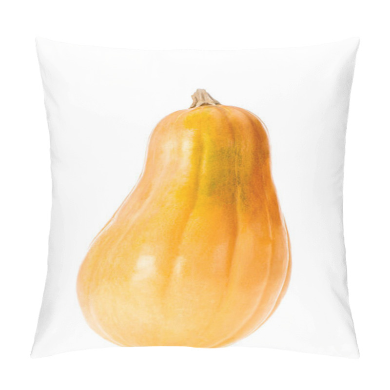 Personality  Close Up Of One Yellow Autumnal Pumpkin Isolated On White Pillow Covers