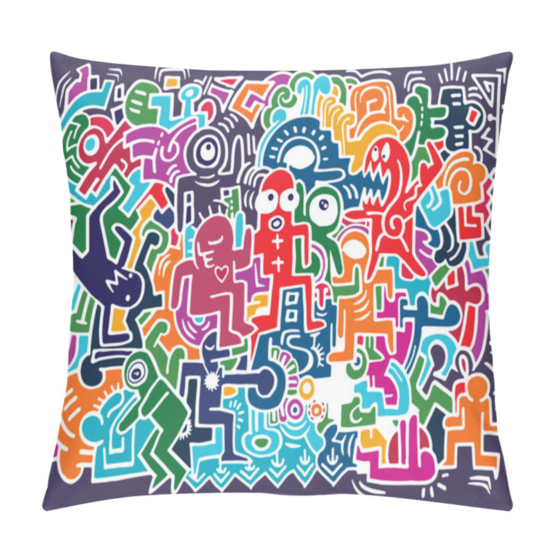 Personality  Dancing Party Pattern With Doodled Youngsters Having Fun Pillow Covers