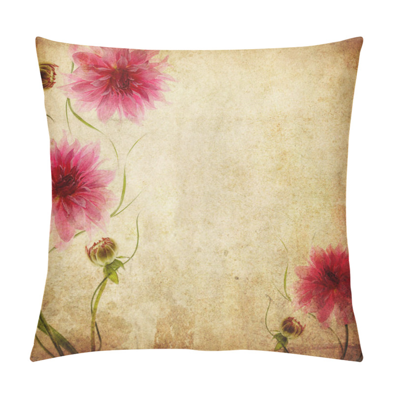 Personality  Old Paper Background With Pink Flowers Pillow Covers