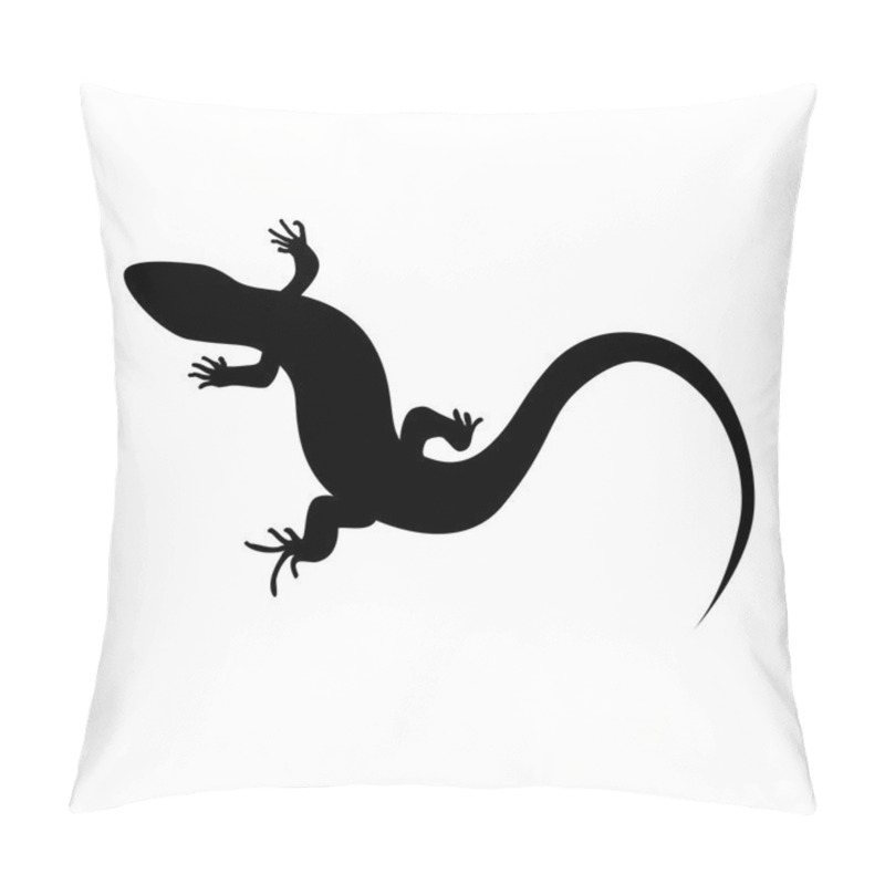 Personality  Beautiful  Monochrome Lizard, Lizard Silhouette. Vector Illustra Pillow Covers