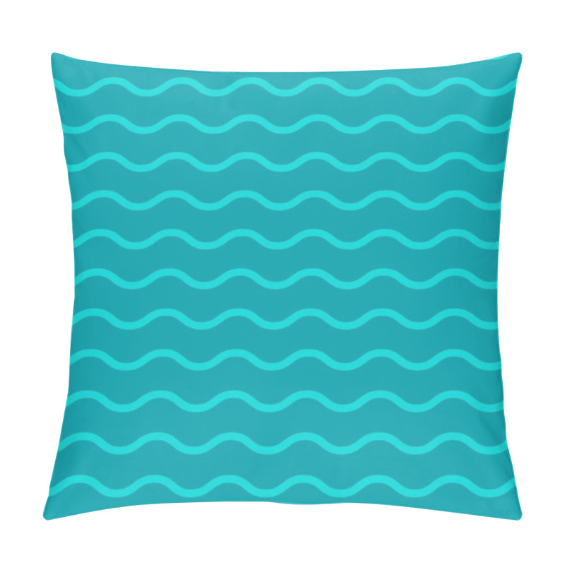 Personality  Wavy Lines. Seamless Texture With Light Blue Rolling Lines On Blue Background. Vector Illustration. Marine Wallpaper. Sea Backdrop Pillow Covers