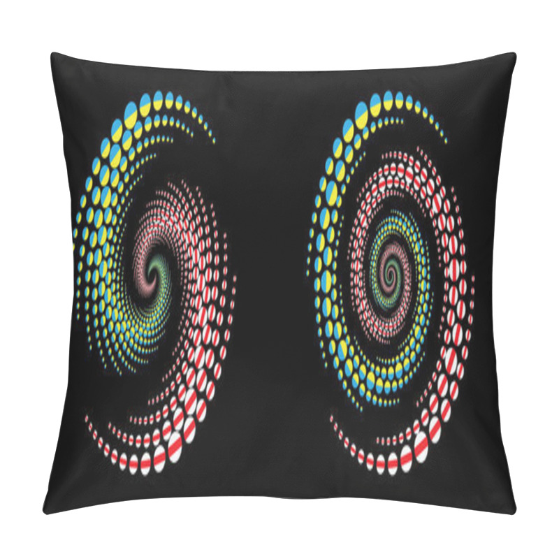 Personality  Belarusian And Ukrainian National Flags In Circles As Halftone Effect.  Pillow Covers