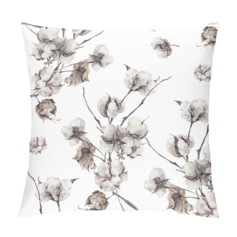 Personality  Seamless Pattern With Twigs And Cotton Flowers. Pillow Covers