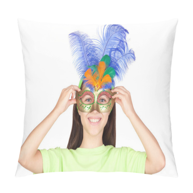 Personality  Adorable Little Girl With Venetian Carnival Mask Pillow Covers