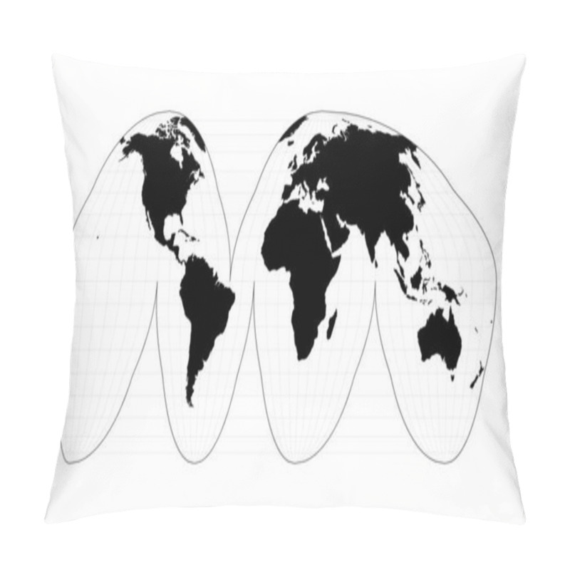 Personality  World Map With Latitude Lines Goodes Interrupted Homolosine Projection Plan World Geographical Pillow Covers