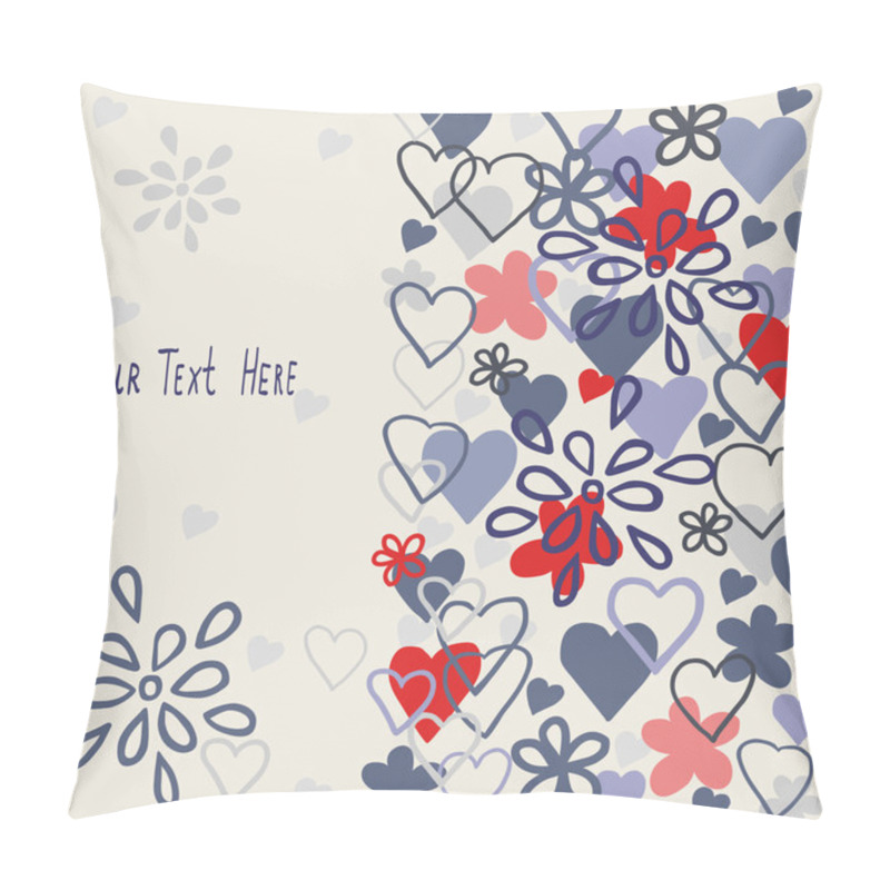 Personality  Cute Card With Flowers And Hearts Pillow Covers