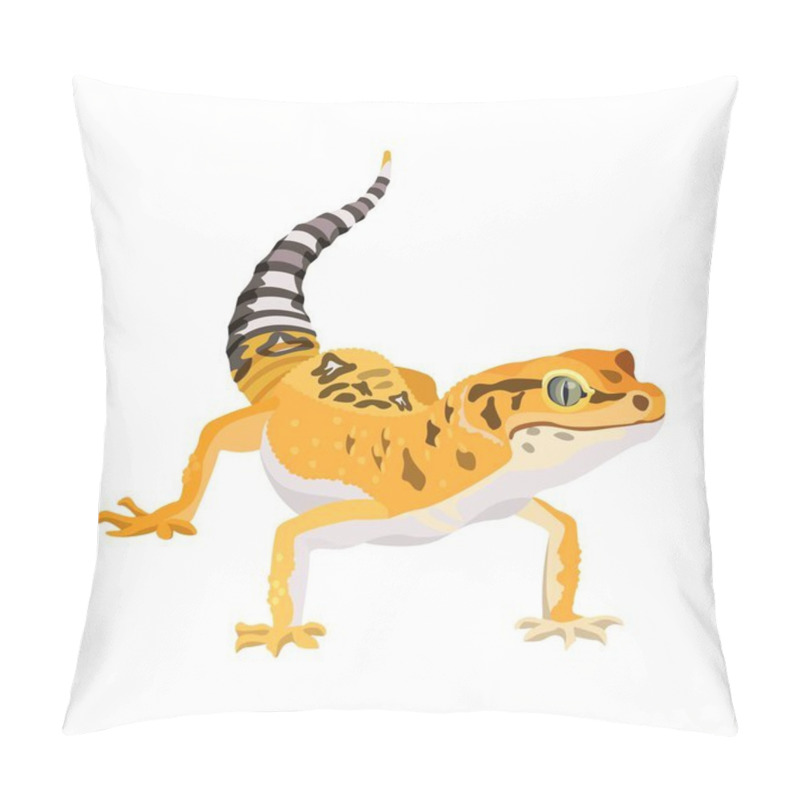 Personality  Gecko Lizard Animal. Reptile In Natural Wildlife Isolated In White Background. Vector Pillow Covers