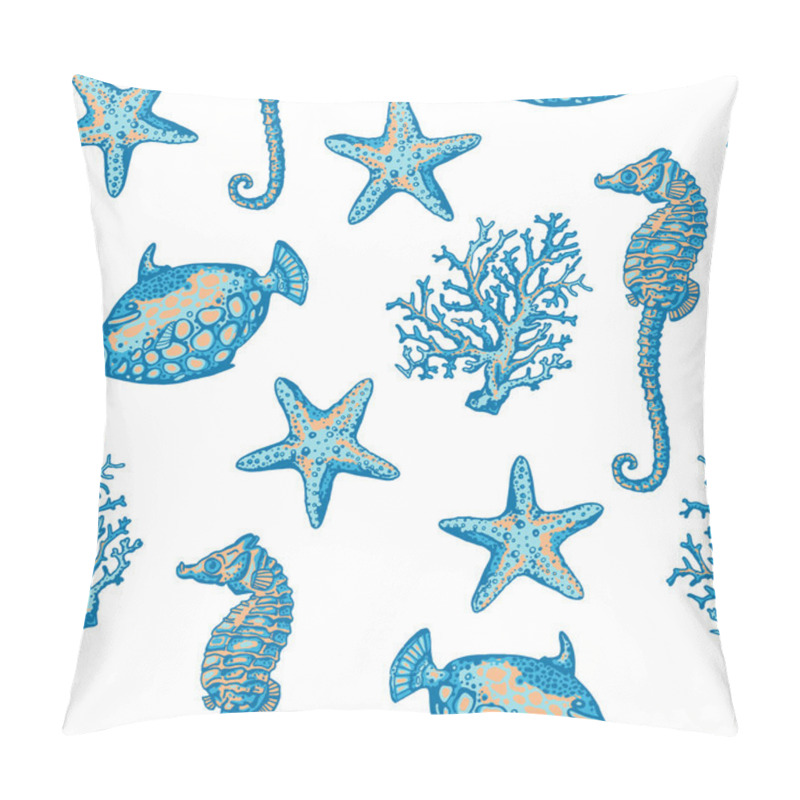 Personality  Marine Fish, Corals And Starfish Pattern Pillow Covers