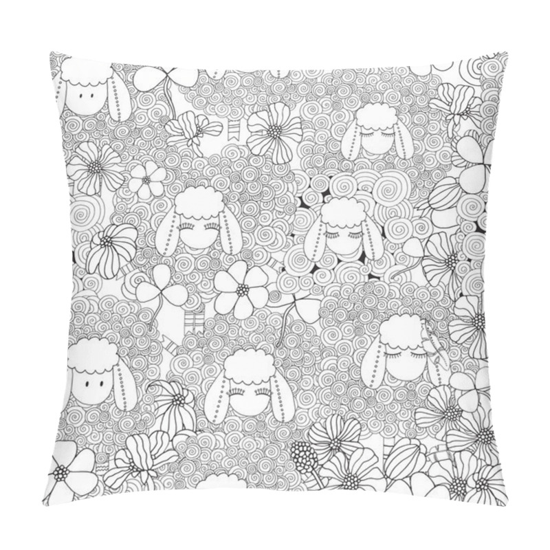 Personality  Seamless Pattern Wit Ornamental Sheeps Pillow Covers