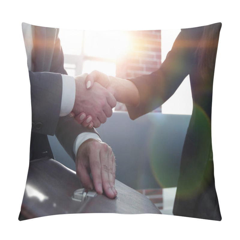 Personality  Businessman Shaking Hands To Seal A Deal With His Partner Pillow Covers