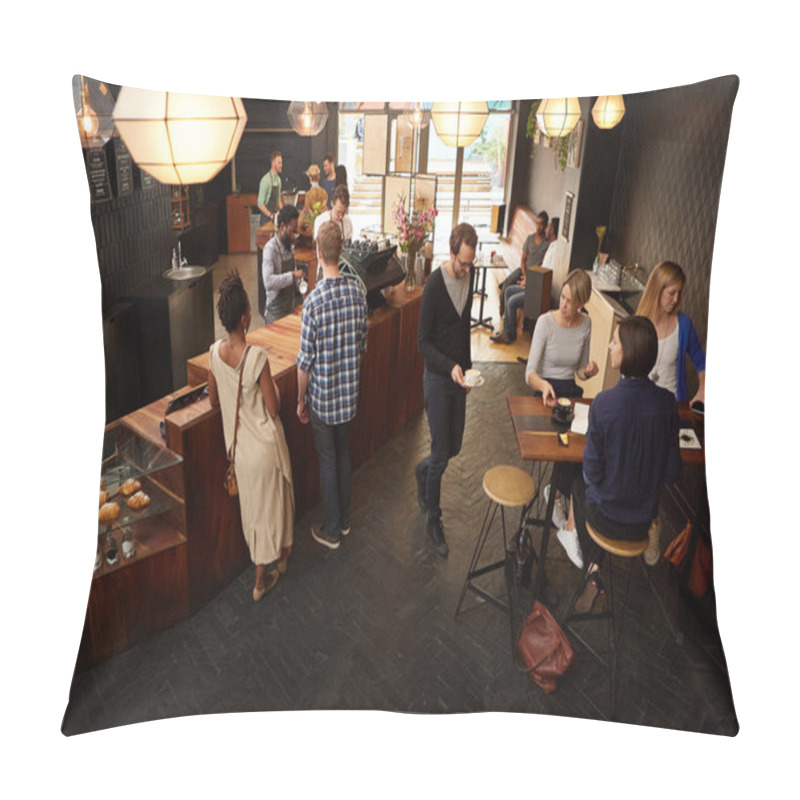 Personality  Coffee Shop With Customers Sitting And Talking Pillow Covers