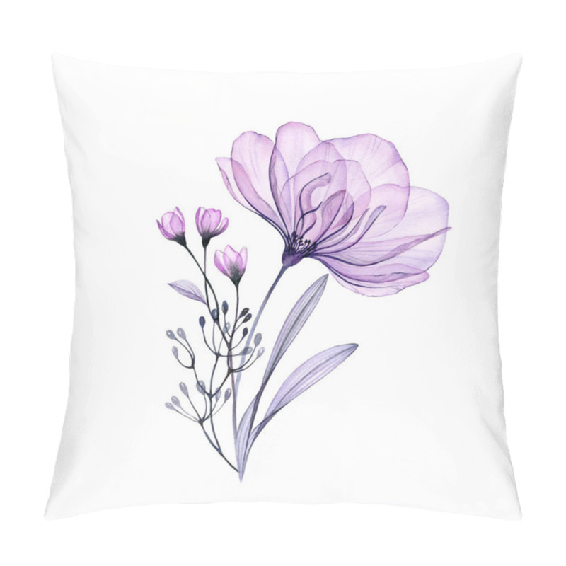 Personality  Watercolor Rose Bouquet. Hand Painted Artwork With Transparent Violet Flowers Isolated On White. Botanical Illustration For Cards, Wedding Design Pillow Covers